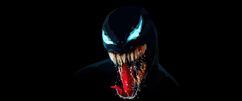 Venom, Low poly, AMOLED, Black background, Marvel Comics