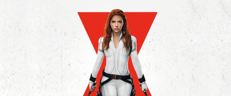 Scarlett Johansson, Black Widow, White background, Marvel Superheroes, 2021, 5K, 8K