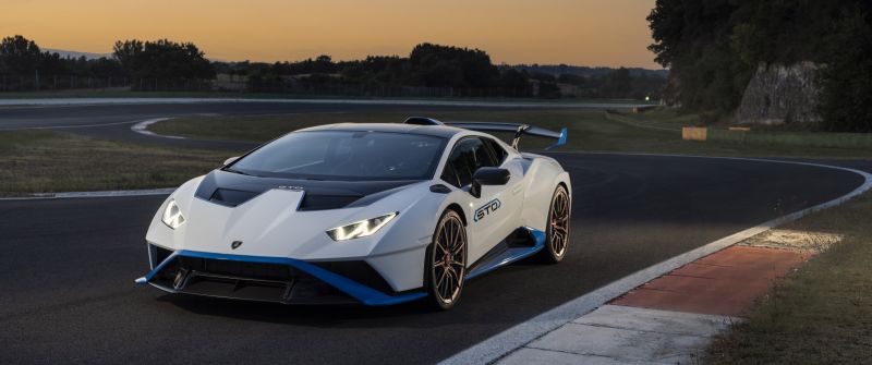 Lamborghini Huracán STO, Sunset, Sports cars, 2021, 5K