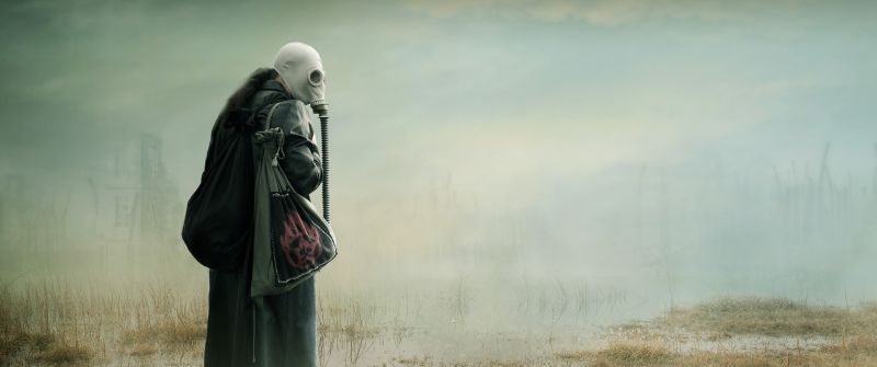Gas mask, Woman, Mist, Wasteland, Toxic, Environmental, Future, 5K