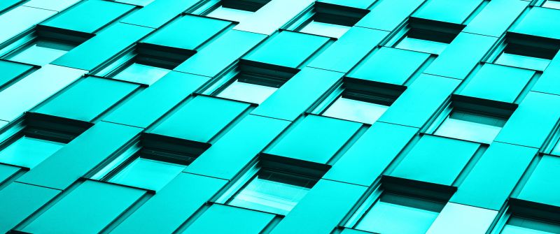 Modern, Office building, Glass building, Teal, Turquoise