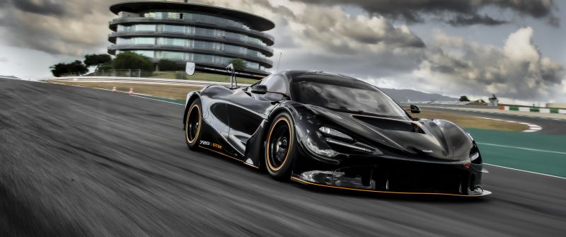 McLaren 720S GT3X, Sports cars, Race track, Black cars, 2021, 5K