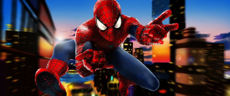 Spider-Man, Digital Art, Speed paint, Marvel, Digital paint, Blur background, Spiderman