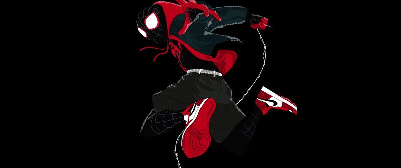 Miles Morales, Spider-Man: Into the Spider-Verse, 5K, 8K, Black background, Spiderman