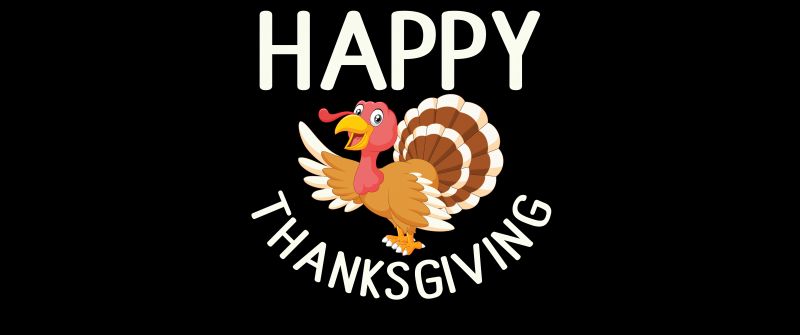 Happy Thanksgiving, Black background, Thanksgiving Day, Black background, 5K