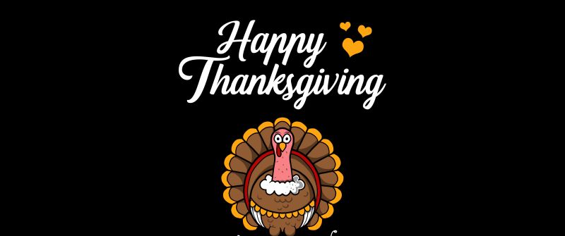 Happy Thanksgiving, Illustration, Thanksgiving Day, Black background, 5K