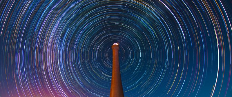 Guilderton Lighthouse, Australia, Star Trails, Night time, Circular, Astronomy, Long exposure, Outer space, 5K