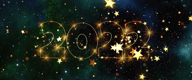 2022 New Year, Glowing Stars, Happy New Year, Galaxy, Starry sky, 5K
