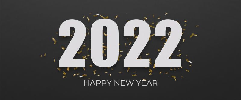 2022 New Year, Happy New Year, Black background, 5K