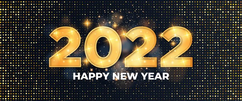 2022 New Year, Happy New Year, Glitter, Golden dots, 5K