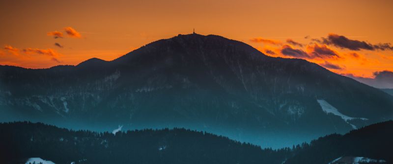 Mount St. Ursula, Peak, Dawn, Dusk, Sunset, Evening sky, Slovenia, 5K