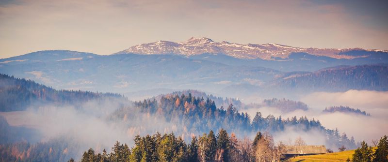 Kamnik Alps, Mountain range, Forest, Mountains, Landscape, Mist, Mountains, Travel, Scenery, Slovenia, 5K