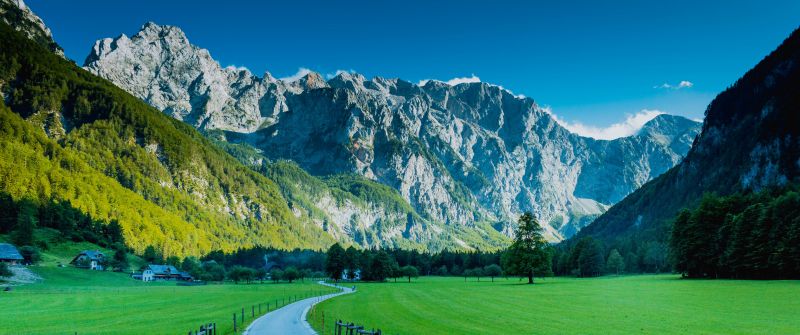 Logar Valley, Road, Kamnik Alps, Mountains, Slovenia, 5K