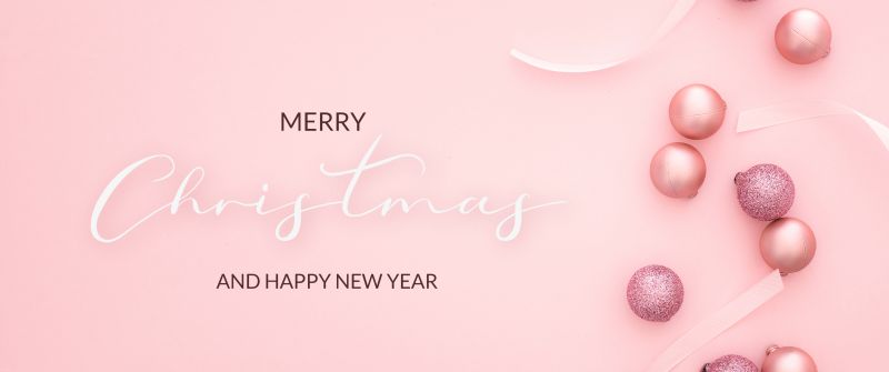 Happy New Year, Decoration, Merry Christmas, Peach background, Christmas decoration, Pink background, Pastel background, Navidad, Noel