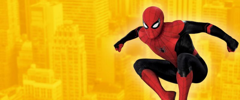 Spider-Man: Far From Home, Marvel Superheroes, Marvel Comics, Yellow background, Spiderman