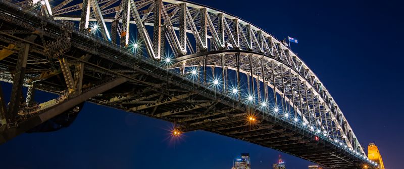 Sydney Harbour Bridge, Night, Cityscape, Modern architecture, Sydney, Australia
