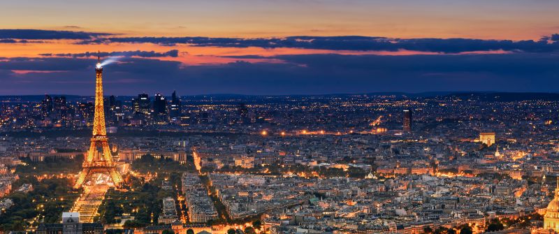 Eiffel Tower, Paris, Arc de Triomphe, Les Invalides, Aerial view, Panorama, Cityscape, 5K, 8K, France