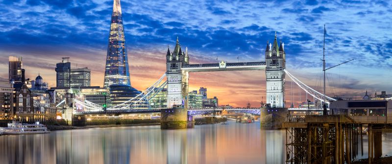 London, Tower Bridge, London Bridge, River Thames, Europe, Reflections, Cityscape, 5K, England