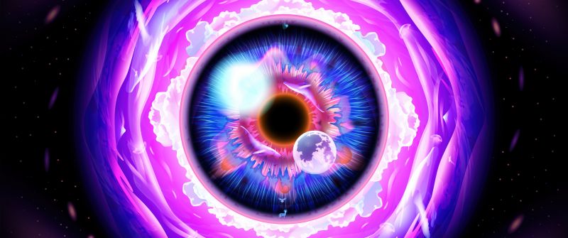 Eye, Dream, Galaxy, Purple background