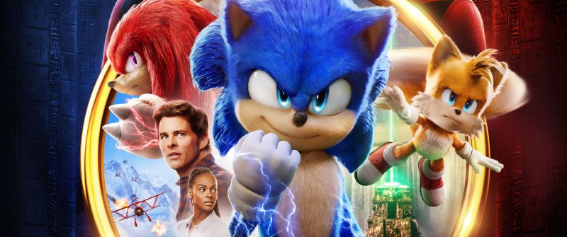 Sonic the Hedgehog 2, Movie poster, 5K, 2022 Movies, Jim Carrey, James Marsden, Idris Elba, Colleen Tika Sumpter, Ben Schwartz, Sonic, Knuckles, Tails