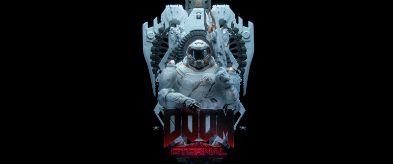 Doom Eternal, AMOLED, Doomguy, Doom Slayer, Black background