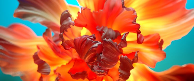 Orange flower, Floral Background, Colorful, 3D background, Digital Art