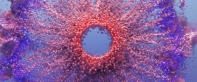 Particles, Spheres, 3D background, Digital Art, Purple background