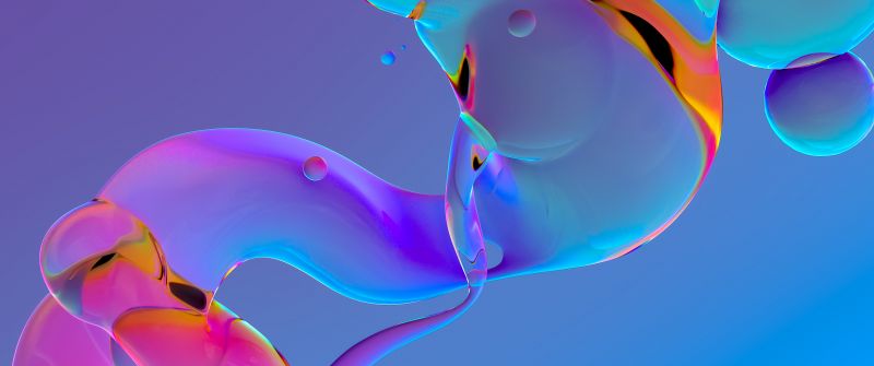 Glossy, Aesthetic, Fluidic, Gradient background, Blue background