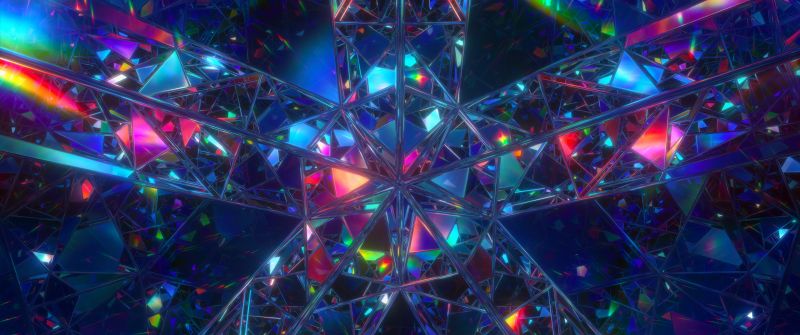 Mirror, Crystals, Rainbow, Dispersion, Symmetric, Glossy, Colorful, Vivid, Symmetry, Psychedelic
