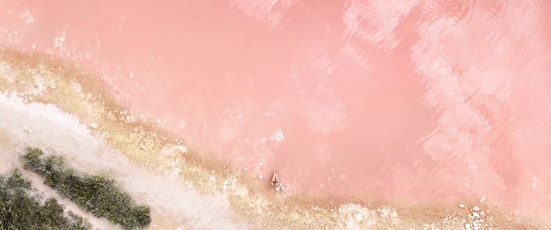 Beach, Baby pink, Seashore, Aerial view, iOS 10, Stock