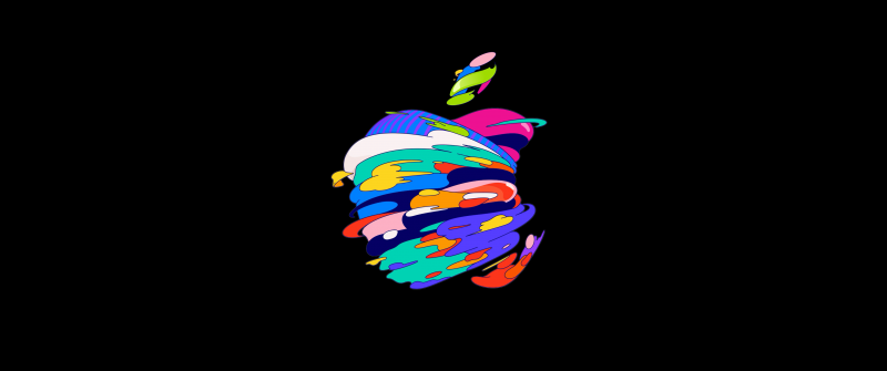 Apple logo, Mac, Black background, Colorful, AMOLED, Simple, Pop Art