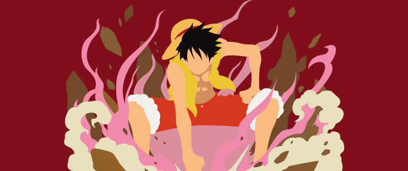 Monkey D. Luffy, Minimal art, One Piece, Red background