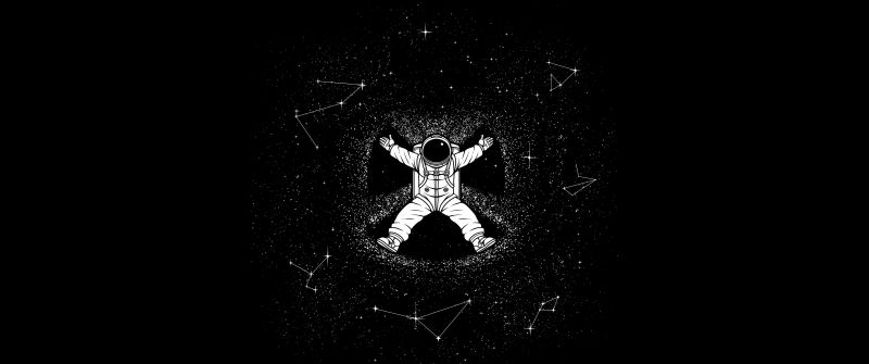 Astronaut, Minimal art, Space artwork, Bored Astronaut, Black background, AMOLED