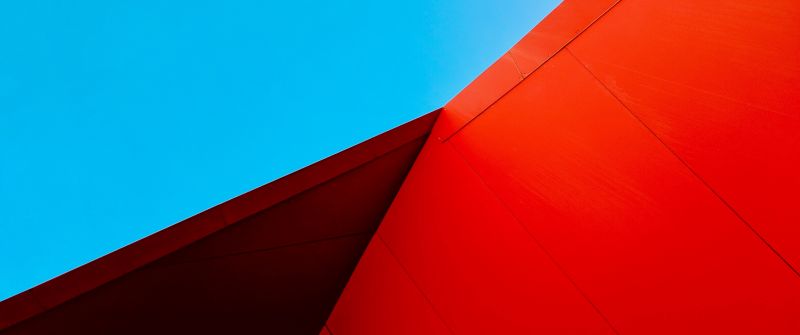 Modern architecture, Minimalist, Building, Metal, Blue Sky, Red