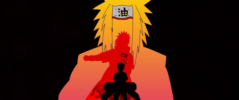 Naruto Uzumaki, Minato Namikaze, Black background, AMOLED, 5K, 8K