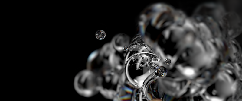 Bubbles, Samsung Galaxy S20, Liquid, Black background, Macro, Stock