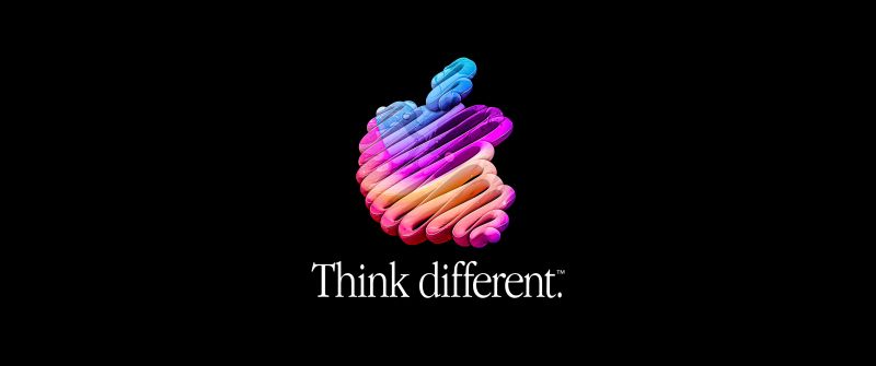 Think different, AMOLED, Apple slogan, Apple logo, Colorful, Black background