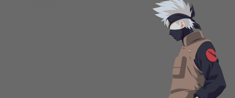 Kakashi Hatake, Minimalist, Grey, Naruto, Simple