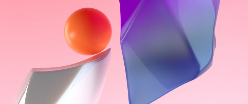 Sphere, Shapes, Peach background, 5K