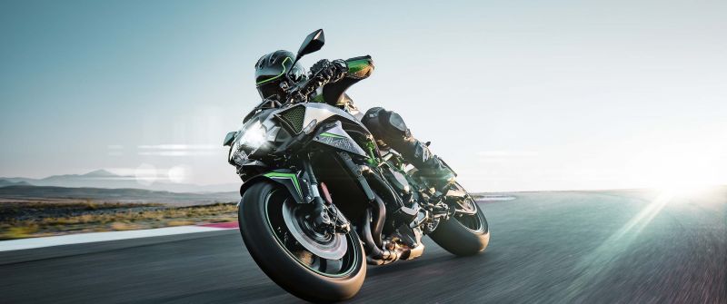 Kawasaki Z H2, Superbikes, Black background, 2020, Racing bikes