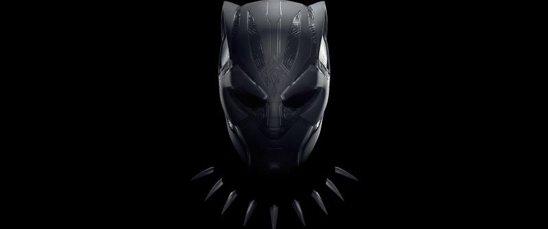 Black Panther, 5K, Black background, Marvel Superheroes, AMOLED
