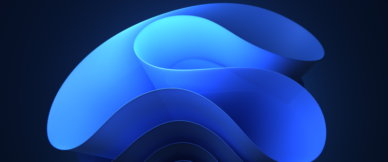 Windows 11, Dark background, Bloom, 5K, Blue background, Aesthetic