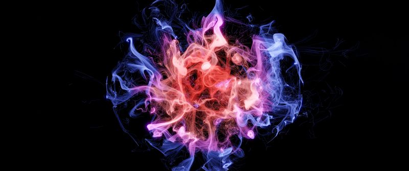 Colorful smoke, Black background, Explosion, Contained, Experiment, 5K, AMOLED