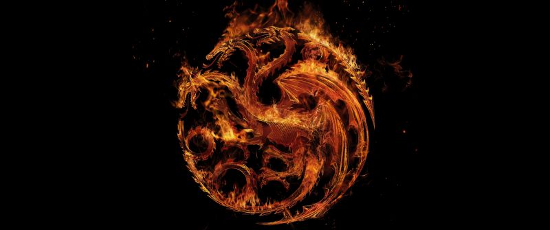 House of the Dragon, 2022 Series, Fire and Blood, House Targaryen Sigil, Black background