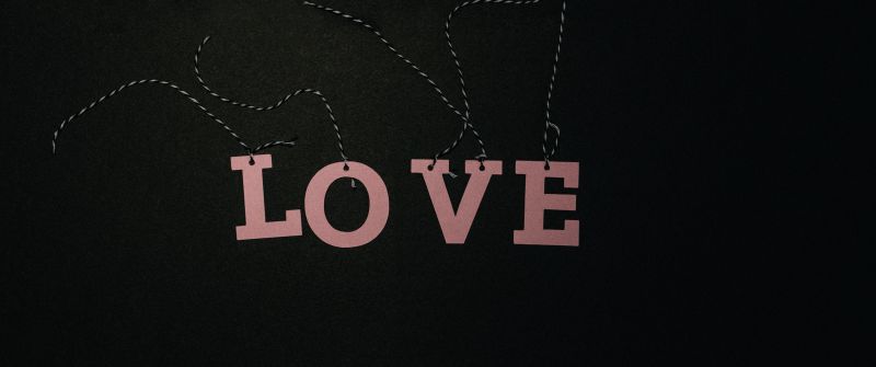 Love text, Pink text, Dark background, Paper crafts, 5K