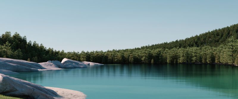 Windows 11, Lake, Landscape, Forest, Daytime