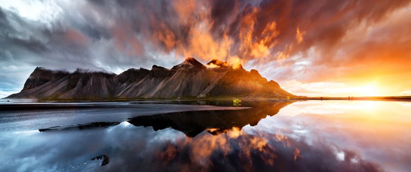 Vestrahorn mountain, Beach, Iceland, Sunset, Dawn, Motorola Edge 30 Neo, Stock, Stokksnes