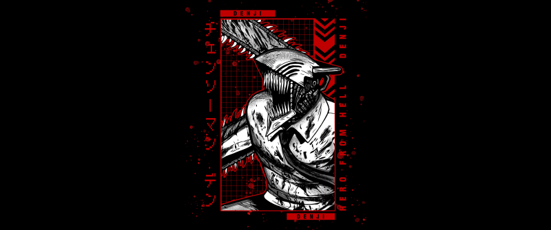Denji, AMOLED, Chainsaw Man, Dark background