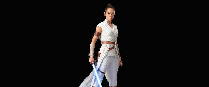 Rey, Daisy Ridley, Star Wars: The Rise of Skywalker, Black background, 5K, 8K
