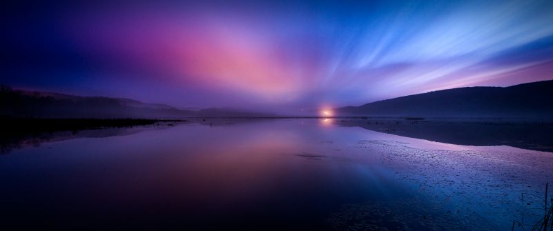 Aurora Borealis, Landscape, Dusk, Lake, Reflections, Dawn, 5K, 8K